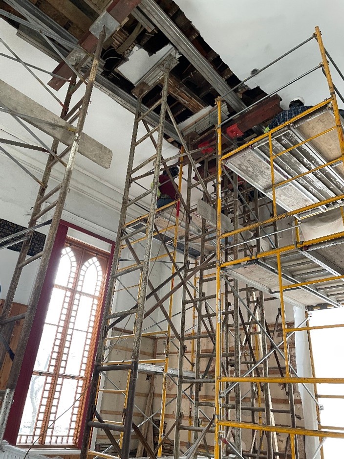interior picture of work at Baptist Church