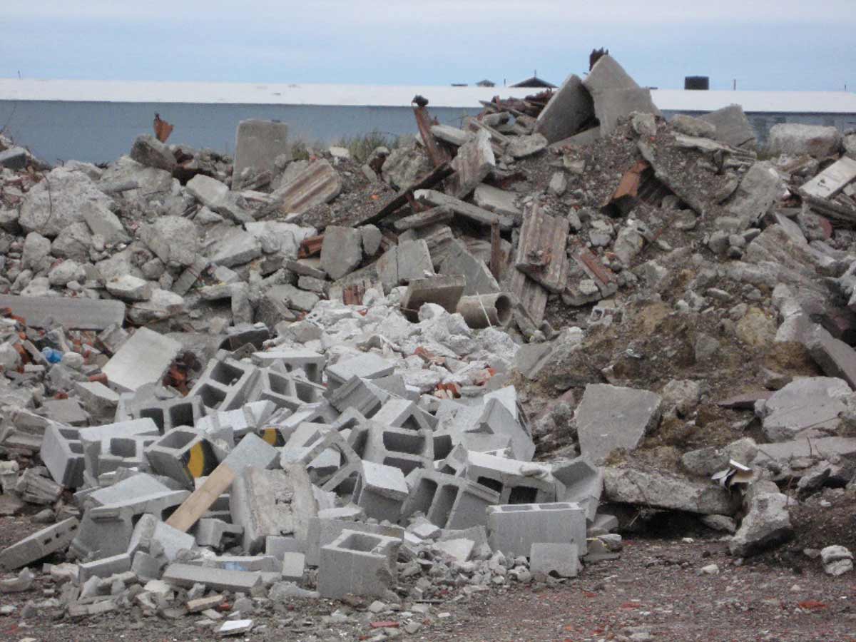 hydro demolition rubble pile