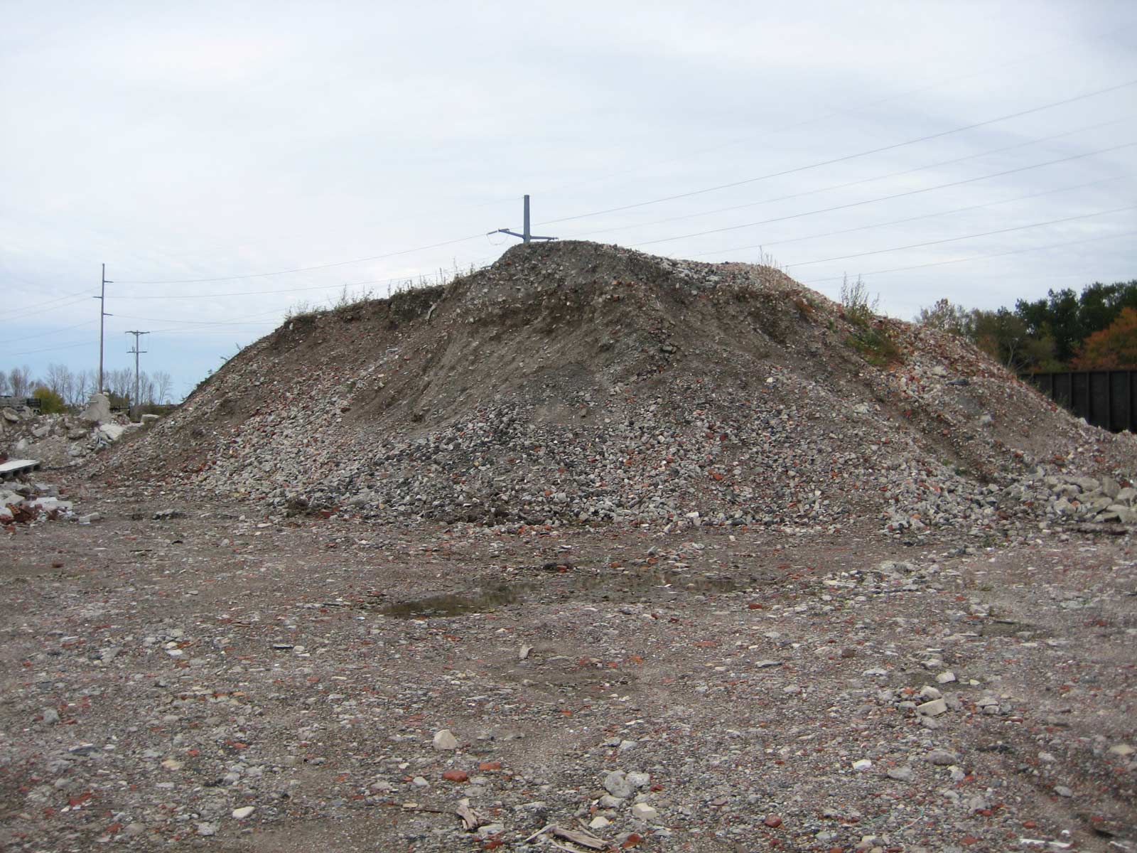 remediation work in progress, debris mountain